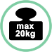 Peso massimo sostenuto 20 Kg.