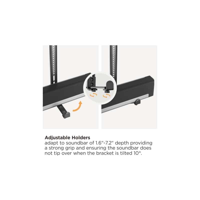 Supporto Regolabile Per Soundbar – Montaggio A Parete Con Profondità 9-14 Cm, Carico Fino A 20 Kg, In ABS E Metallo, Per Home Theater