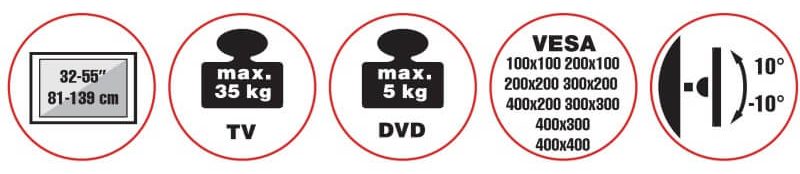 Tv Stand 55P-4040T  32" a 55" fino a 35 kg (23246)